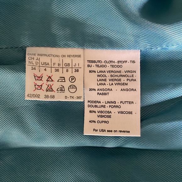 SPORTMAX turquoise blue wool coat. Made in Italy. Size US 4. Very good condition - Picture 4 of 10